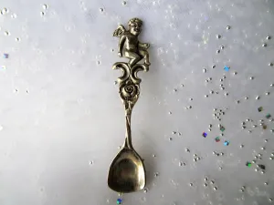 SWEET Antique Salt Spoon,Cherub Angel Handle,Sterling Silver BIRKS,Silver Salt Scoop, Salt Spoon,Salt Dip Spoon,Collectible Silver Spoons