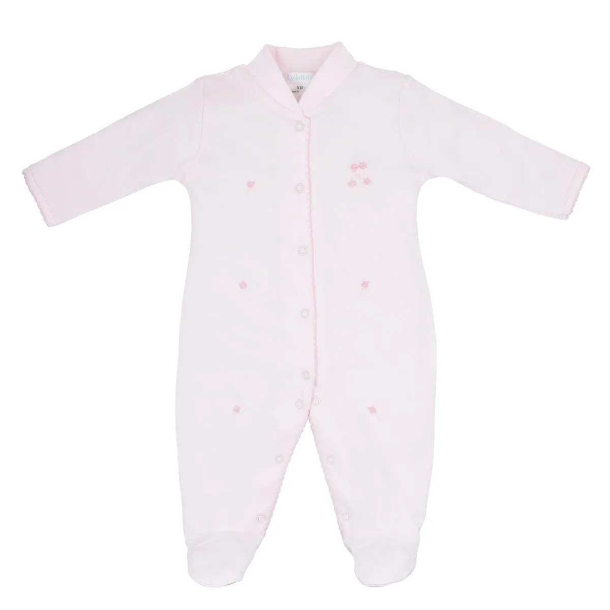 Sweet Roses Pink Embroidery Footie | Baby Girl