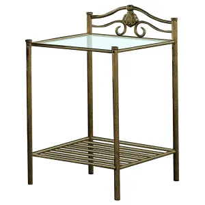 Sydney 2-shlef Nightstand Antique Brushed Gold