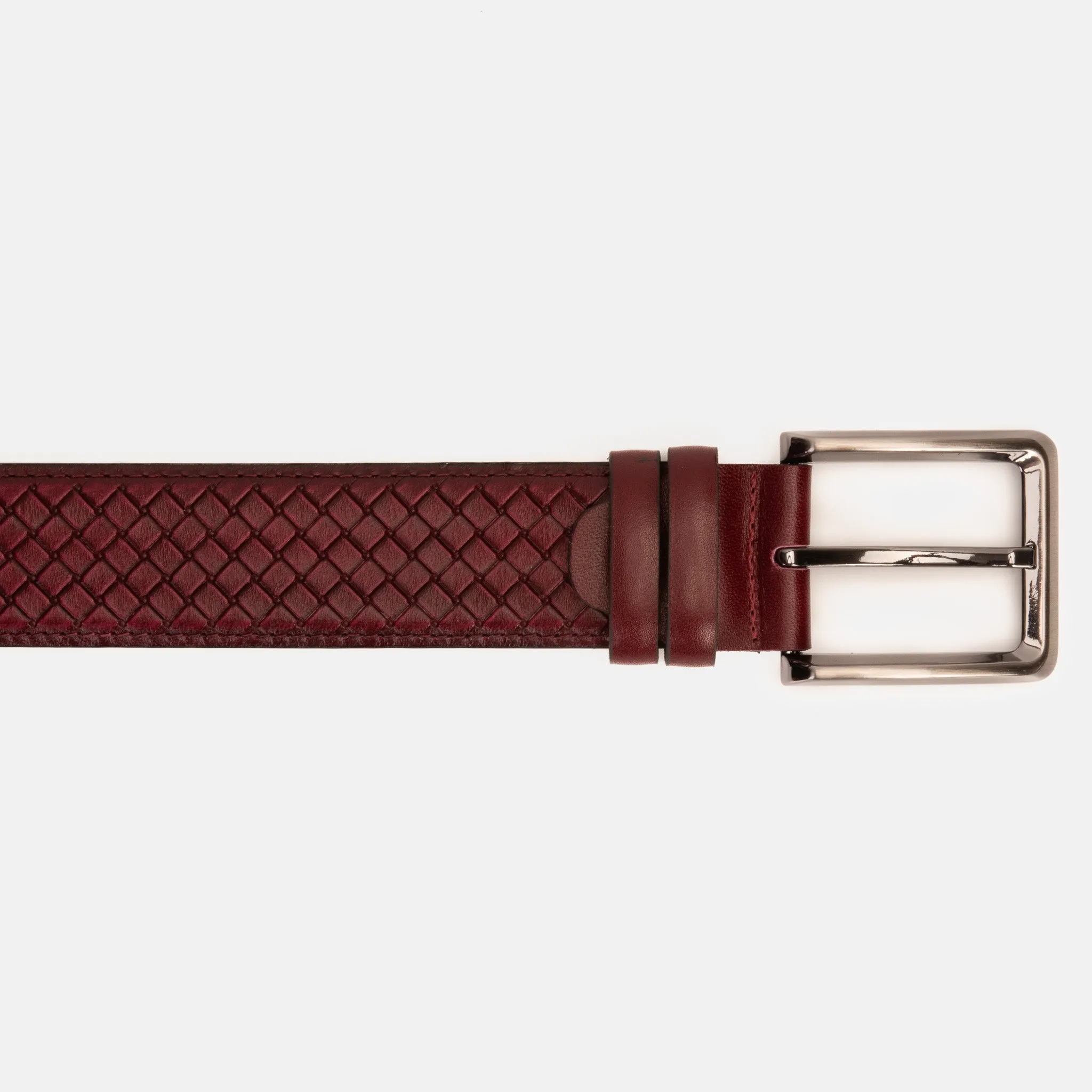 The Layla Burgundy Woven Pattern Leather Belt