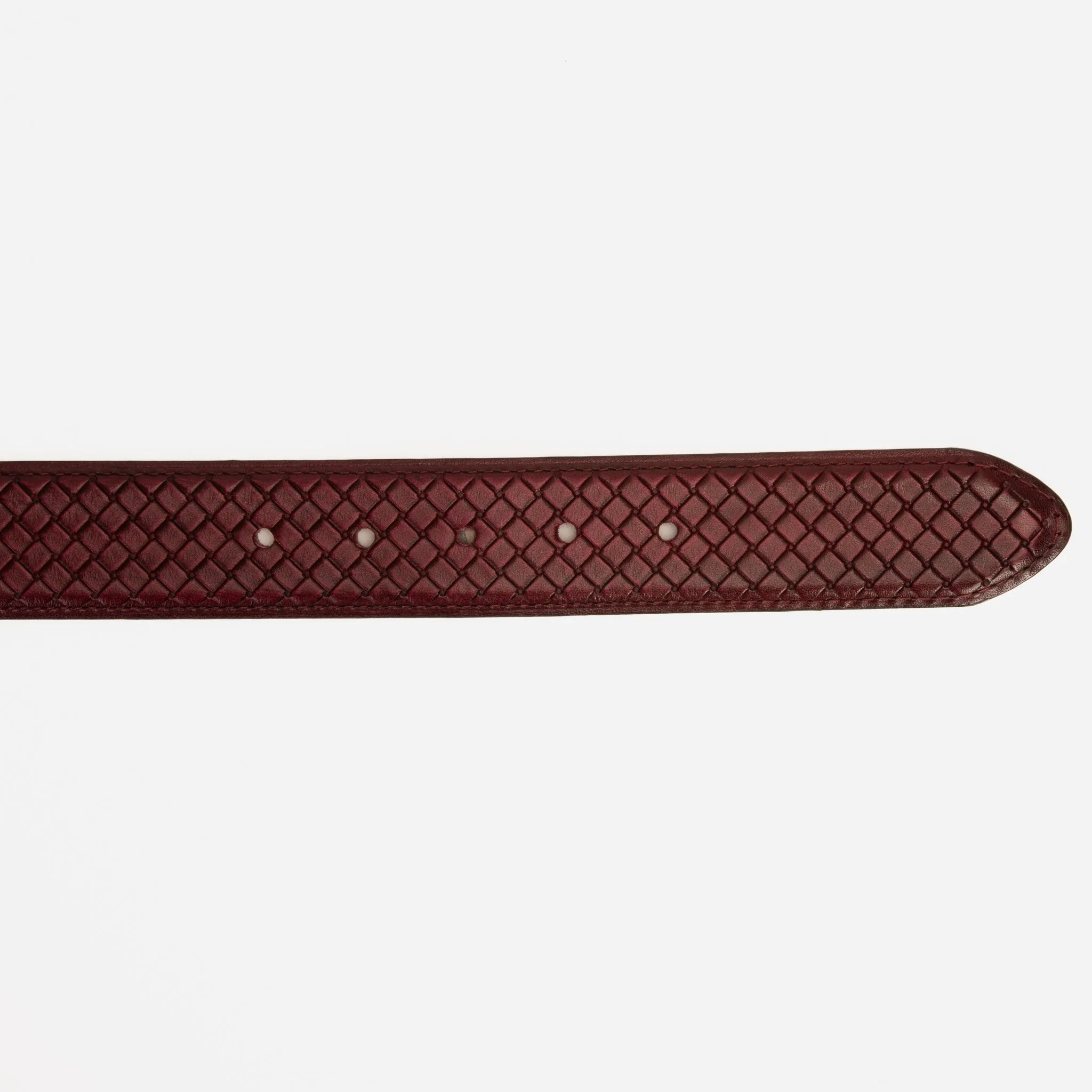 The Layla Burgundy Woven Pattern Leather Belt