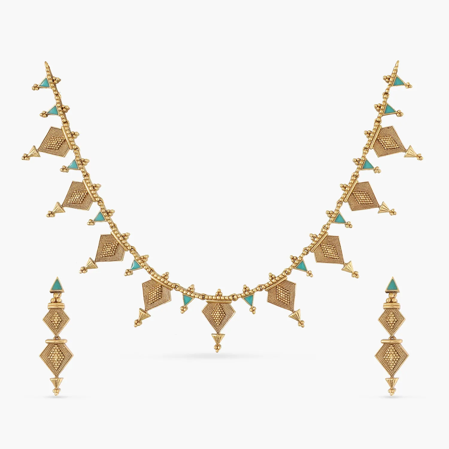 Tove Antique Gold Plated Tribal Necklace Set