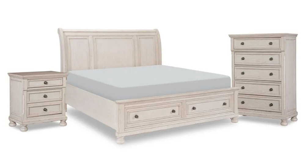 Viola 5-Piece King Bedroom Set - Antique White