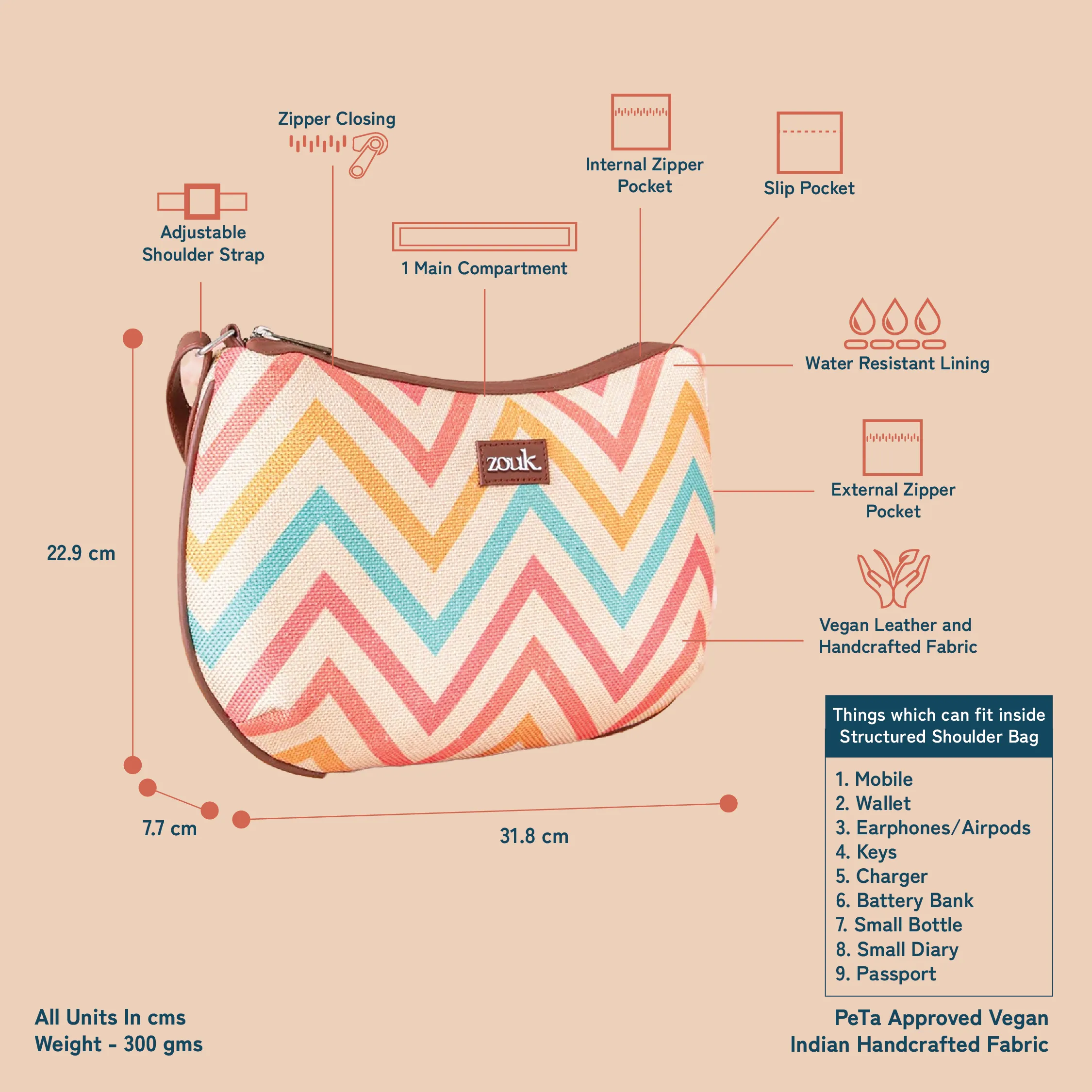 Wavbeach Structured Shoulder Bag