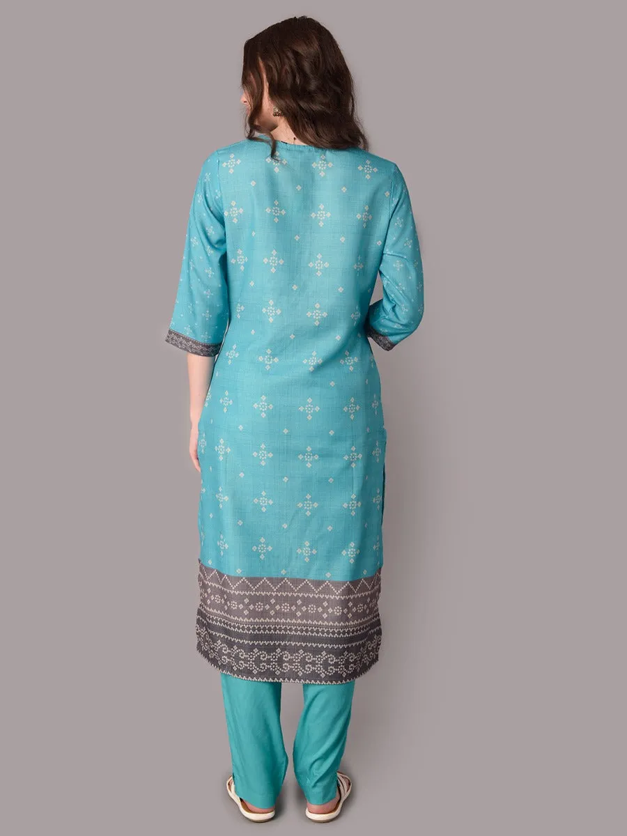 Women Ornamental Print Kurta Trouser Dupatta