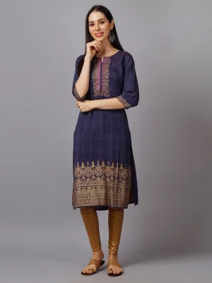 Women Purple Ornamental Printed Kurta