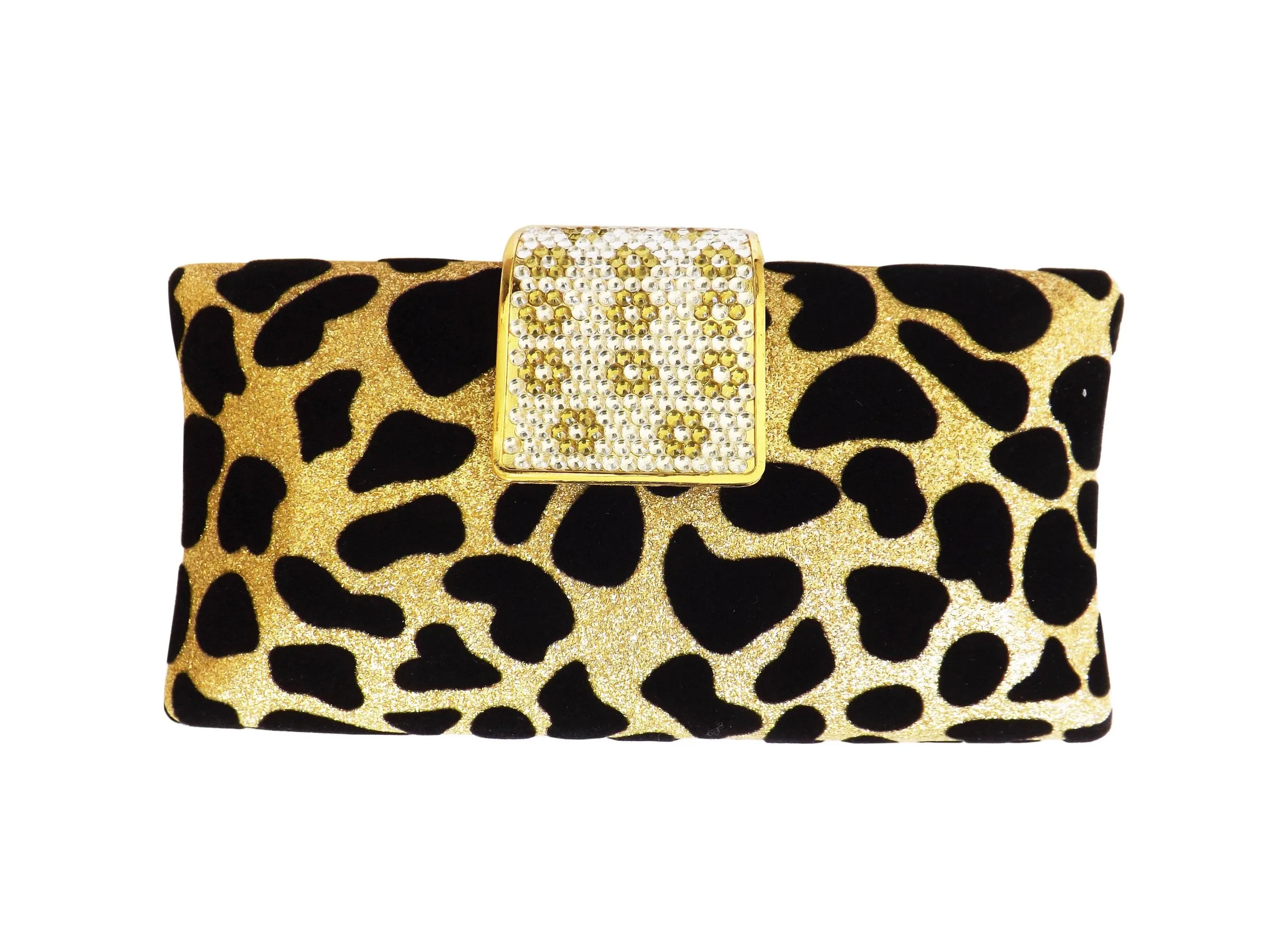 Womens Fashion Handbag Leopard Print Cocktail Clutch Drop-In Chain