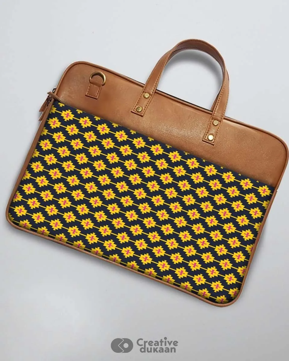 Yellow Black - The Vegan Leather Laptop Bag