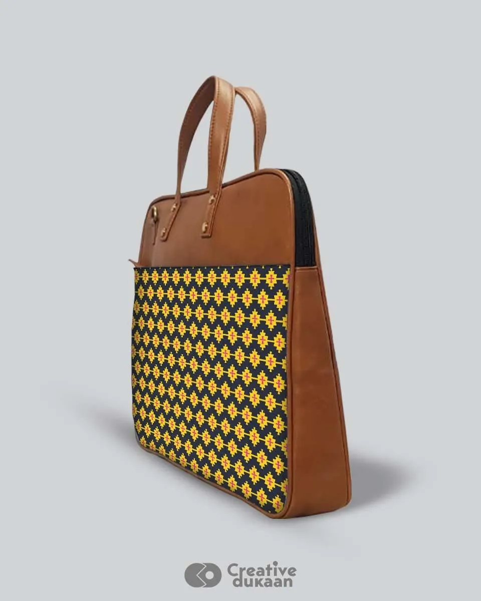 Yellow Black - The Vegan Leather Laptop Bag